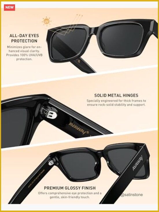Chunky Rectangle Polarized Sunglasses, UV400 Protection, Oversized Acetate main image 7